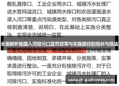 全面解析我国入河排污口监管政策与实施路径的现状与挑战